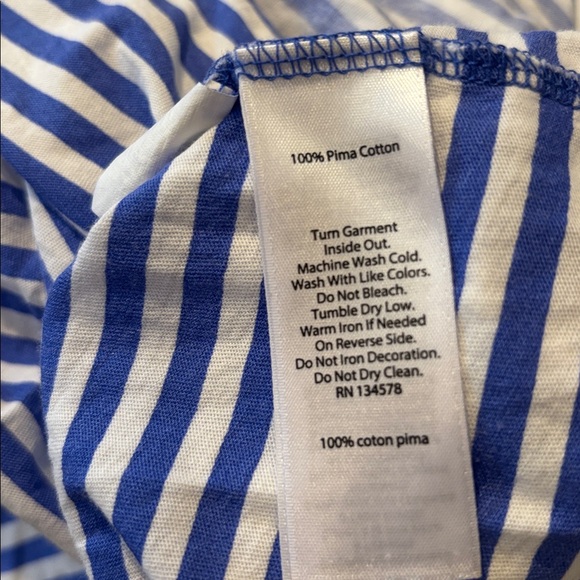 Vineyard Vines Blue and White Stripe 100% Pima Cotton Pink Logo T-Shirt - Small - Picture 6 of 6